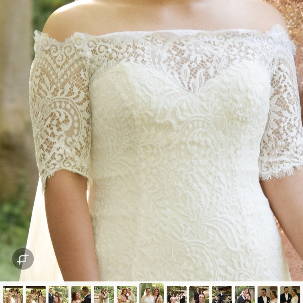 Watters Off-Shoulder Lace Wedding Dress in Ivory - Picture 5 of 7